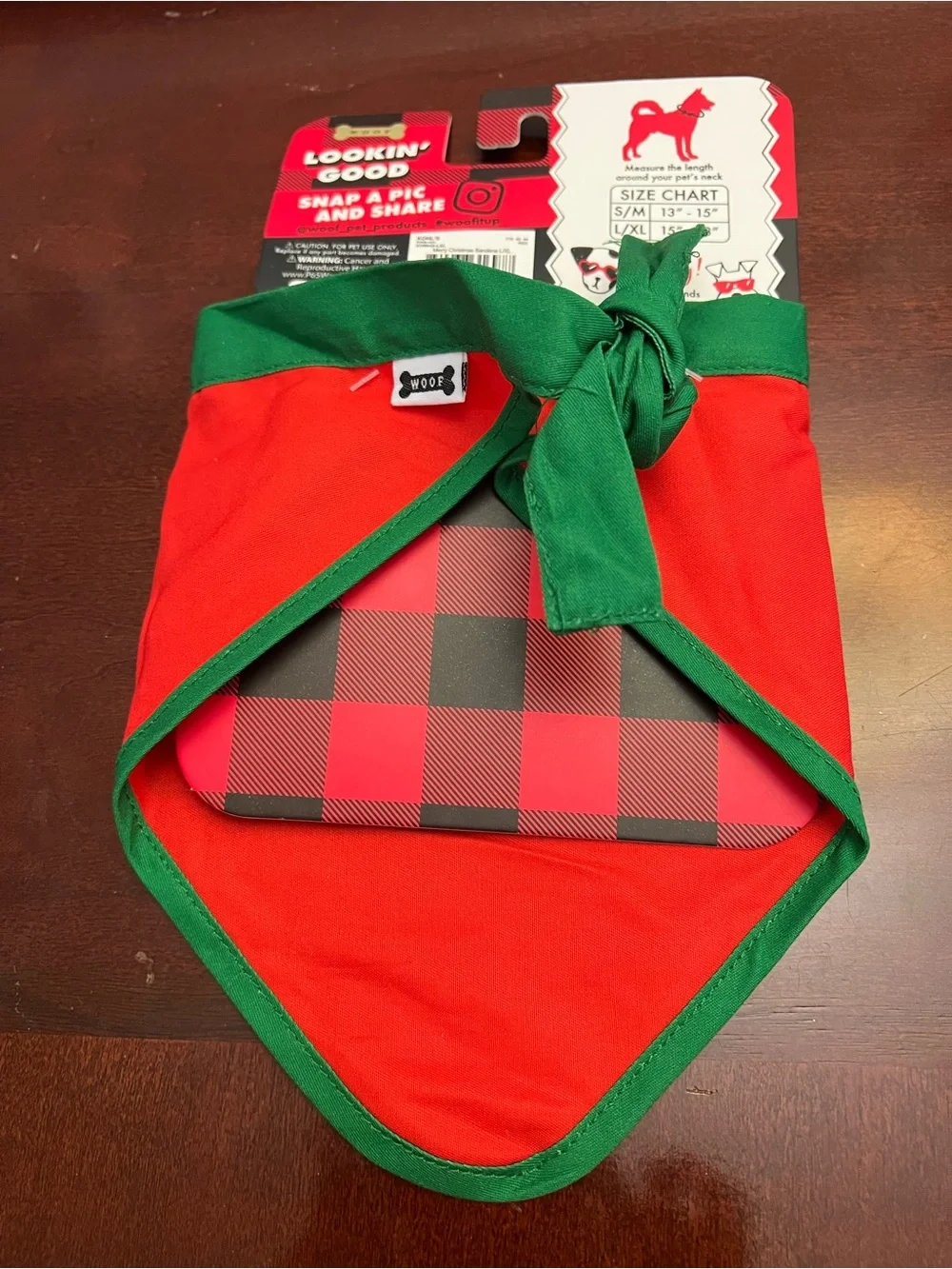 Woof Merry Christmas Red & Green Pet Bandana - L/XL